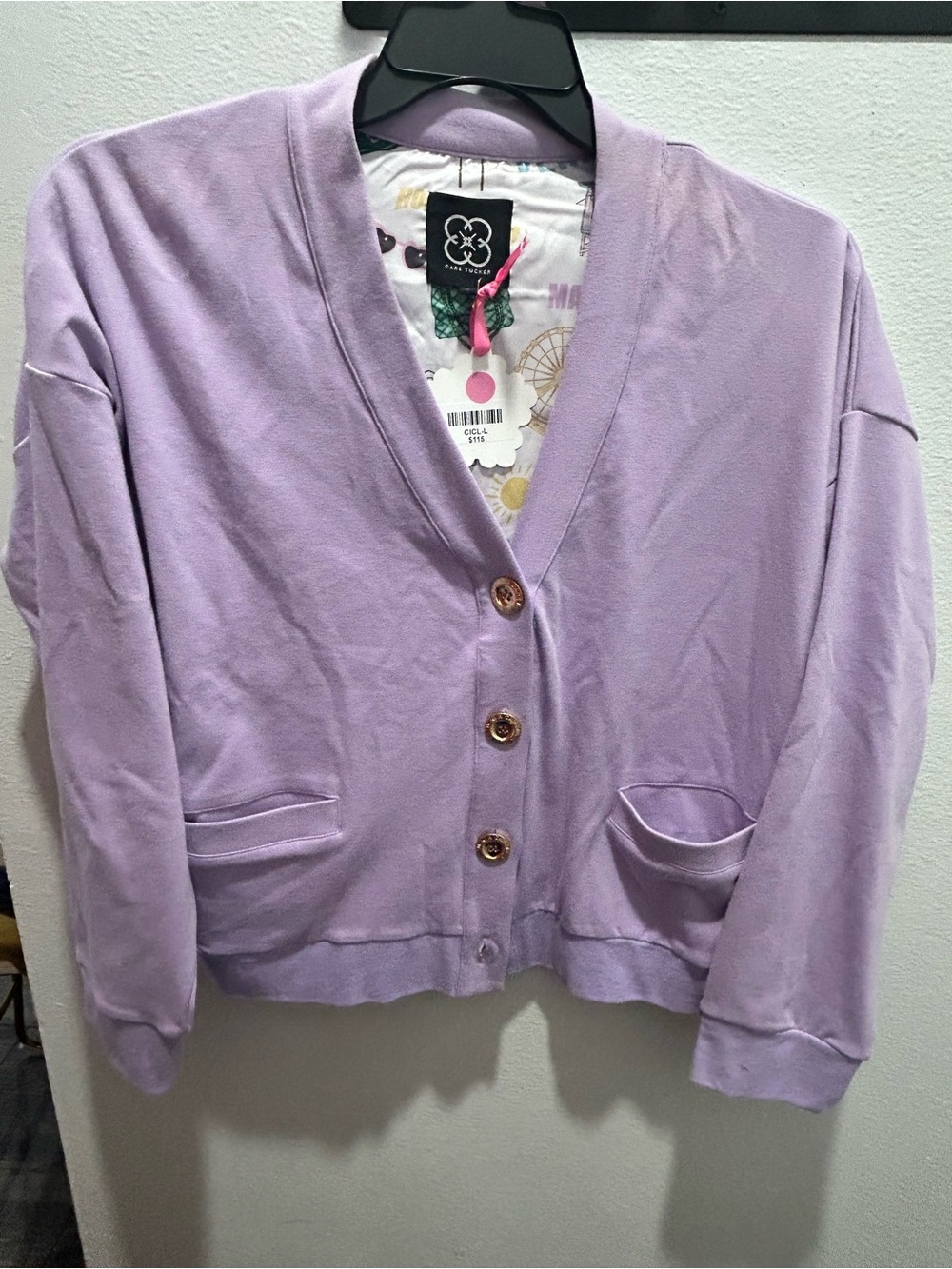 Michael Kors Lavender V-Neck Button Front Cardigan